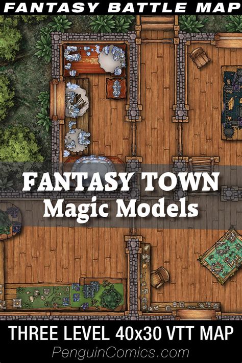 Vtt Battle Maps Fantasy Town Magic Models X Levels