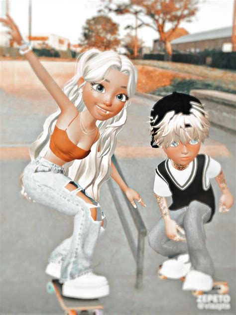 zepeto 𝓛𝐢𝐯 Blonde hair cartoon Couple illustration Zepeto looks ideas