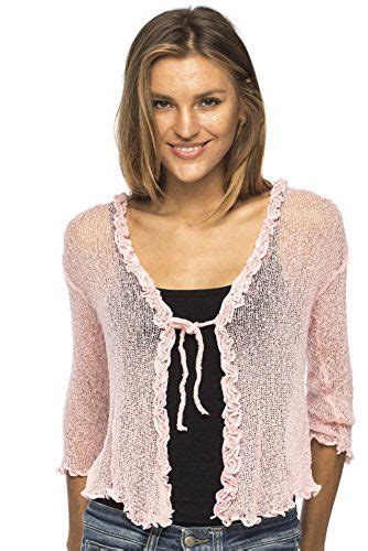 Back From Bali Womens Sheer Shrug Cardigan Sweater Ruffle Lightweight Knit Shrug For Dresses