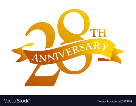 28 Year Ribbon Anniversary Royalty Free Vector Image