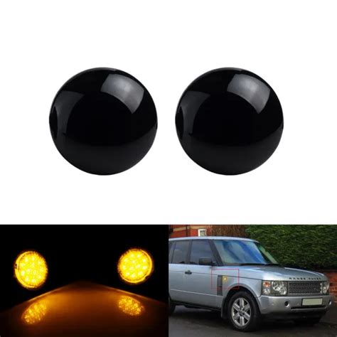 BLACK SMOKED SIDE Indicator Repeater Amber LED Light For Range Rover