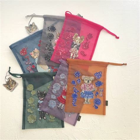 Nathalielete ナタリーレテ Nathalie Lete Organdy Drawstring Pouch Blue Eye