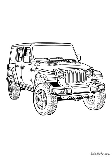 Раскраска Детализированный джип | распечатать раскраски для детей