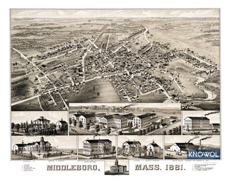 Historic map of Middleboro, MA from 1881 - KNOWOL