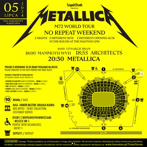 Metallica W Warszawie Mapa Rozpiska Timing Bilety Parking Teraz