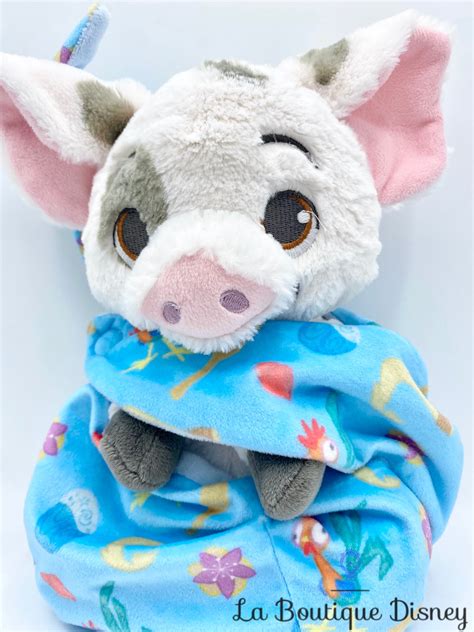 Peluche Pua Vaiana emmaillotée Disney Parks cochon blanc couverture