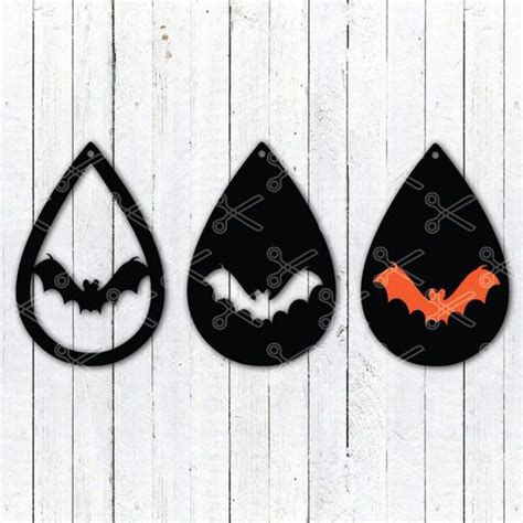 Halloween Bat Teardrop Earring Svg Dxf