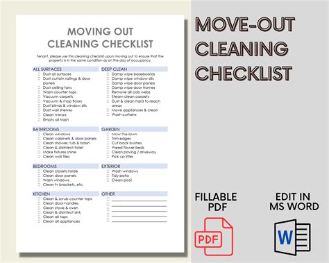 Tenant Cleaning Checklist Tenant Moving Out Cleaning Edit In Ms Word