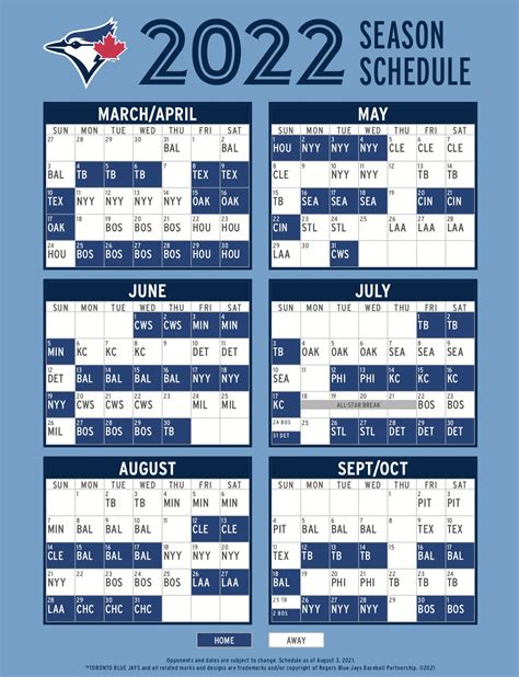 Toronto Blue Jays 2022 Schedule : r/Torontobluejays