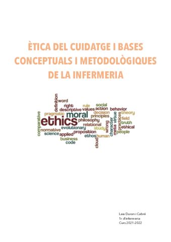 ETICA DEL CUIDATGE I BASES CONCEPTUALS I METODOLOGIQUES DE LA