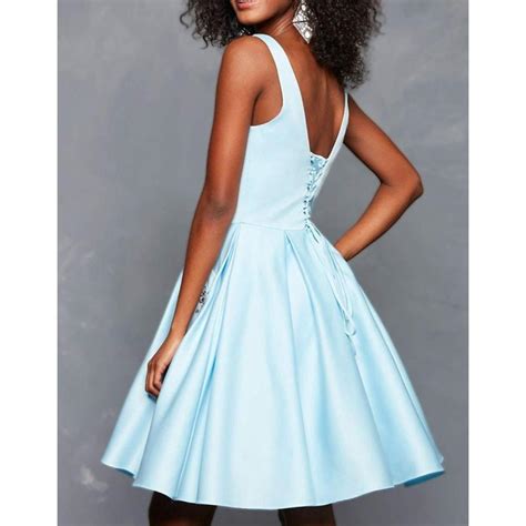 Hongfuyu V Neck Homecoming Dresses Satin With Beaded Pockets Short Coc