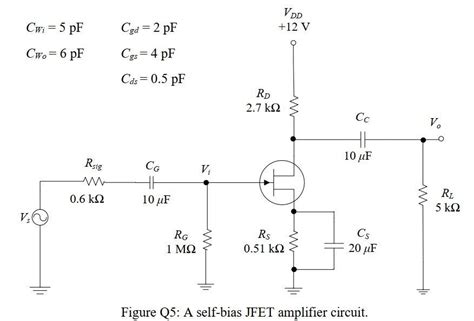 A Common Source Amplifier Circuit Using Jfet Is Shown