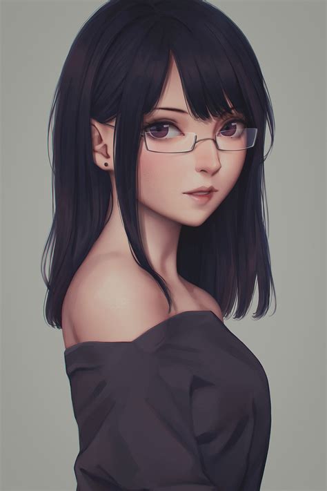 1080x1080 Anime Girl With Glasses