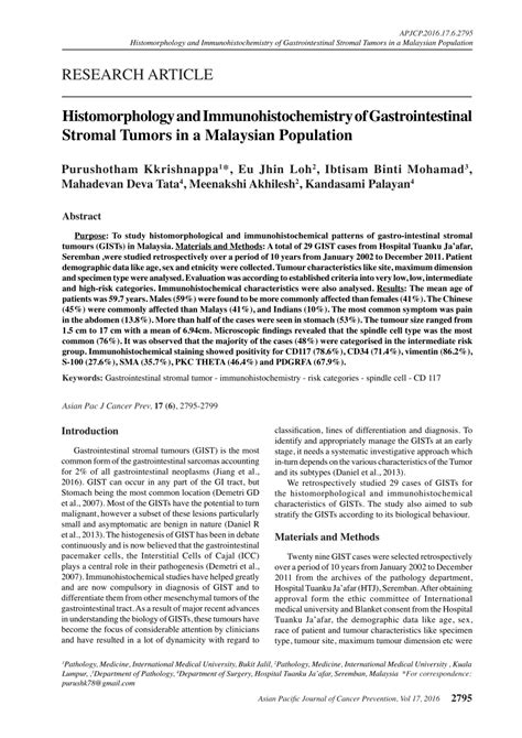 PDF Histomorphology And Immunohistochemistry Of Gastrointestinal