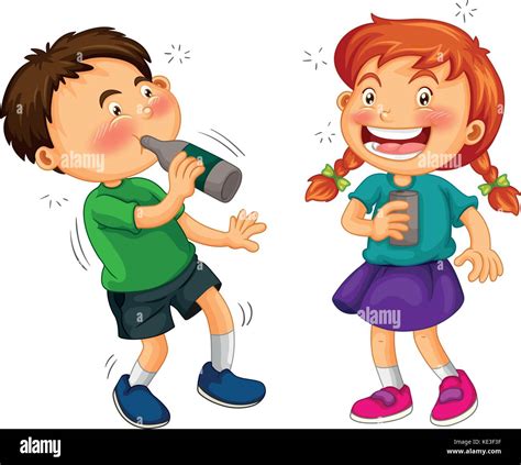 Boy And Girl Drinking Alcohol Illustration Stock Vector Image And Art Alamy