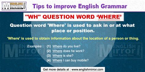 Wh Question Word Where To Obtain Information About The Location