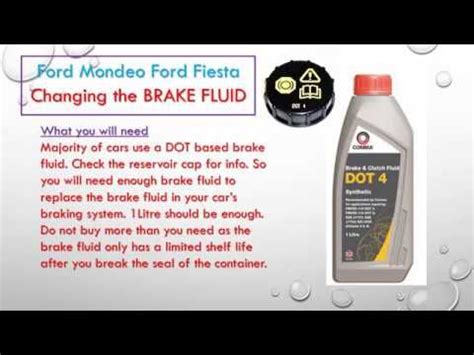 Ford Mondeo And Ford Fiesta Changing The Brake Fluid Ford Fiesta