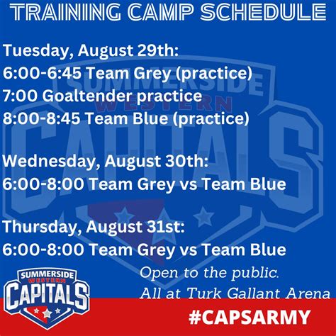 Training Camp – Starts August 29th | Summerside Western Capitals