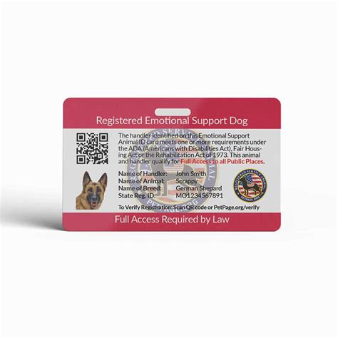 Emotional Support Dog Id Card