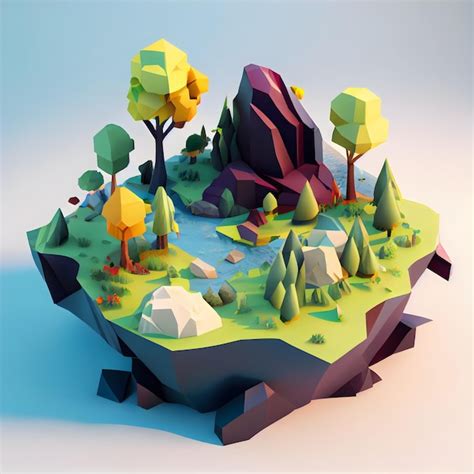 Premium Ai Image Isometric Diorama Island D Model Style Game Concept