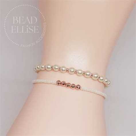 Beadellise Pearl Beaded Bracelet Rose Gold Hematite Bracelet Shopee