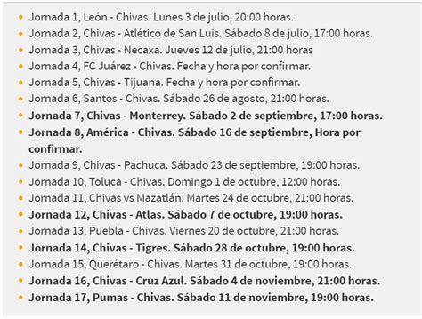 Calendario Chivas Apertura 2023 Fechas Horarios Y Sedes