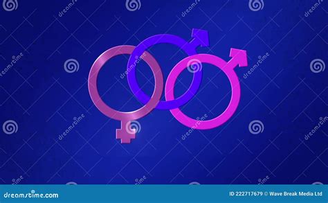 Animation Of Bisexual Symbol Purple And Pink Female And Two Male