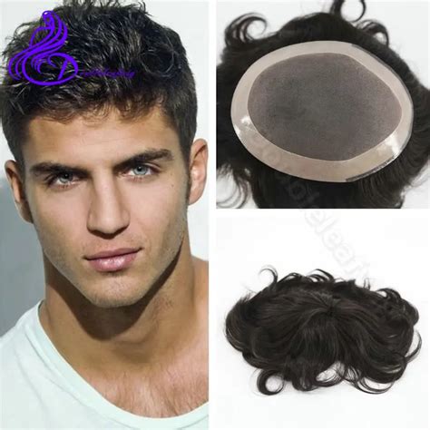 Men Hair Toupee 6x8 Inch Swiss Lace Mens Toupee Thin Skin Mono Human Hair Wigs For Men Natural