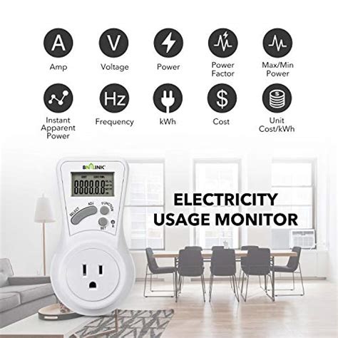 Bn Link Lcd Plug In Power Energy Meter Voltage Amps Electricity Usage