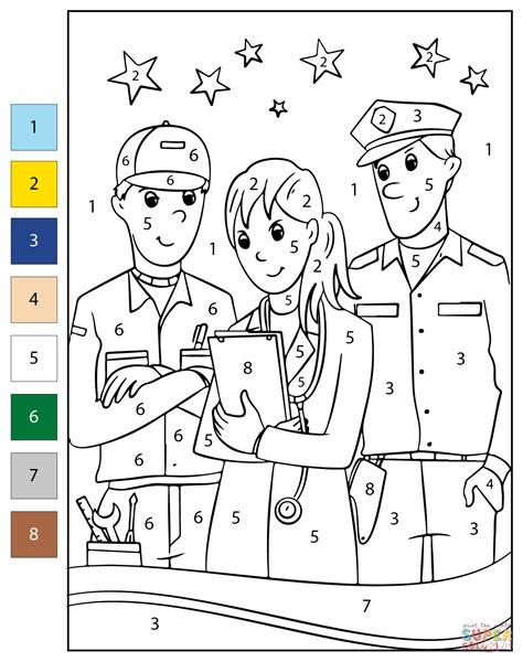 Color By Number Community Helpers Free Printable Coloring Pages