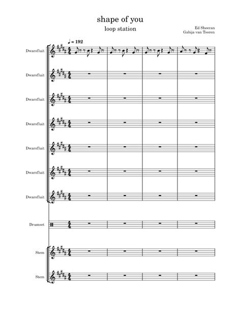 Shape Of You Ed Sheeran For Loop Station Sheet Music For Vocals Flute Drum Group Mixed