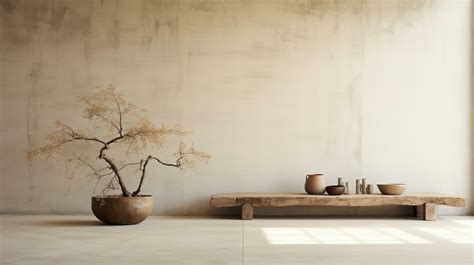 Generative Ai Warm Neutral Wabi Sabi Style Interior Mockup Japanese