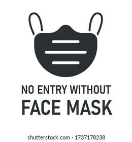 No Face Mask No Entry Label Stock Vector Royalty Free