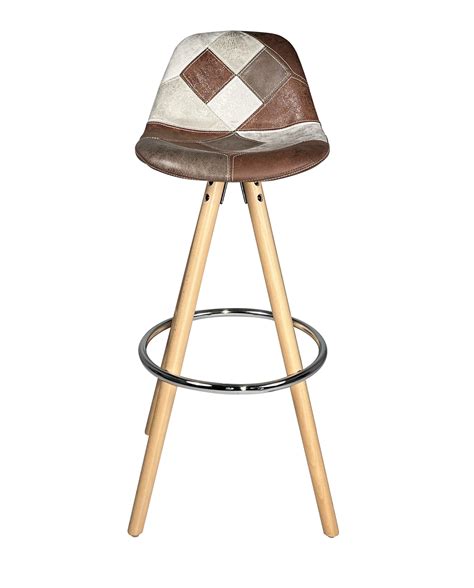 Tabouret De Bar Patchwork Simili Cuir SANA Lot De 2 Kayelles