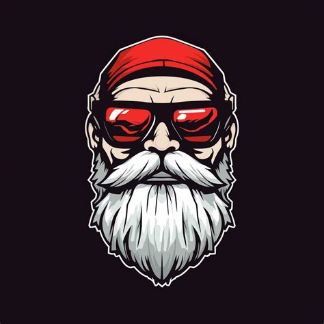 Sunglasses Santa Zombie Hand Drawn Logo Design Illustration