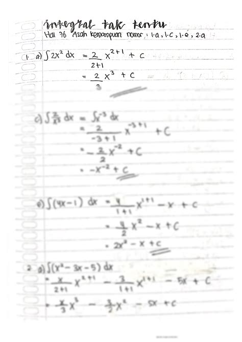 SOLUTION Latihan Soal Jawaban Asah Kemampuan Matematika Integral Tak