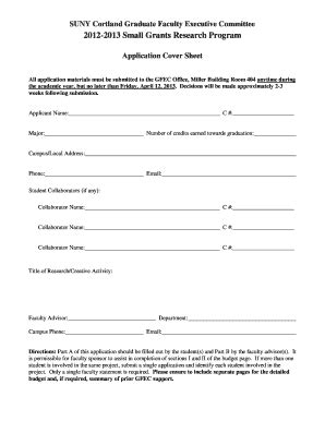 Fillable Online Cortland Small Grant Application Form Suny