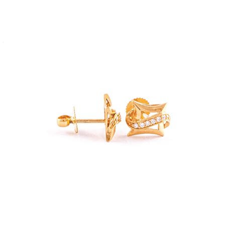 22kt Yellow Gold Ear Stud Es0001450 Swarnamahal Jewellers Ltd