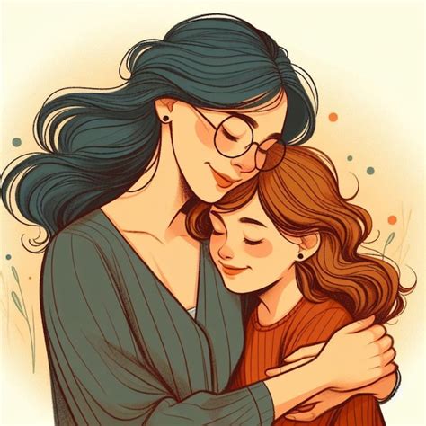 Premium Photo Mothers Day Mother And Daughter Hugging Flat Illustration