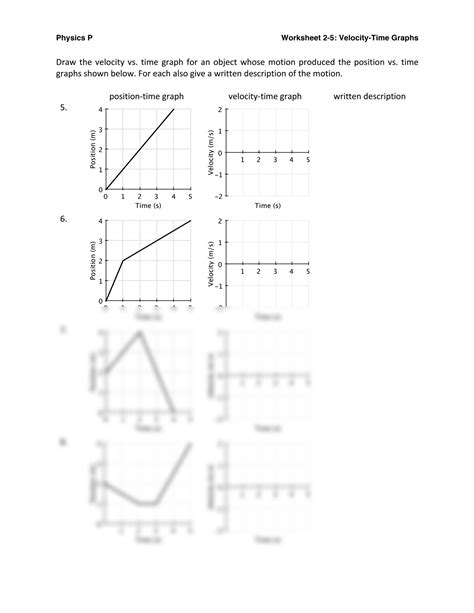 Distance Time Graph Worksheet Measurement And Data Worksheets Library