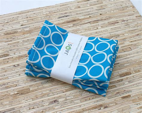 Small Cloth Napkins Set Of 4 N868s Aqua Circle Modern