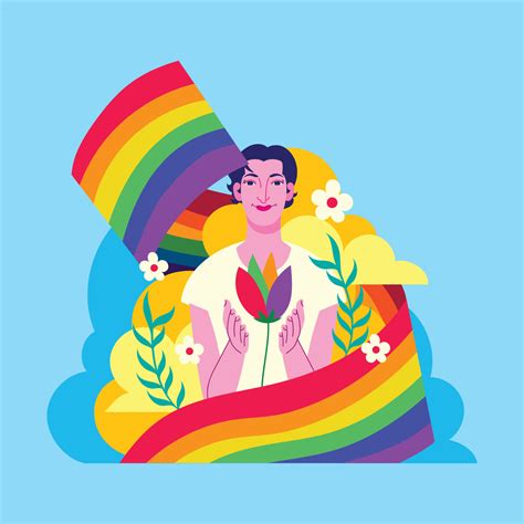 Transgender with Rainbow Flags and Rainbow Flower in Hand 7329348 ...