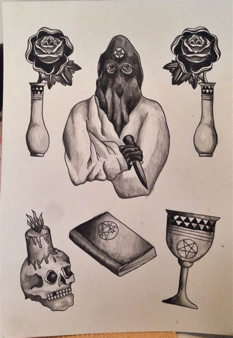 Occult Flash Art Done By Andrew Conte At Purple Panther Tattoo In