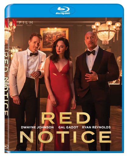 Red Notice 2021 Blu Ray Dwayne Johnson Gal Gadot Ryan Reynolds