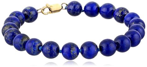 14k Yellow Gold 8mm Lapis Lazuli Bead Bracelet 7 25 Beaded Bracelets