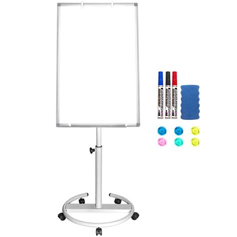 Mobile Whiteboard – 90 x 60 cm Portable Magnetic Dry Erase Board Stand Easel White Board Dry ...