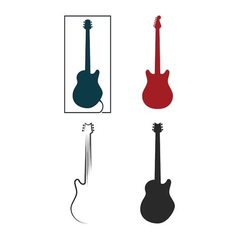 Dise O Plano Del Logo De Guitarra Vector Premium