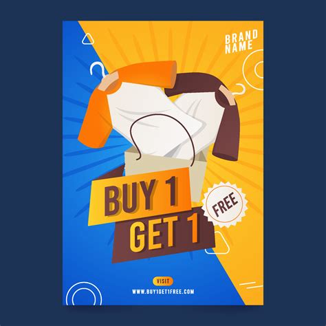 Buy 1 Get One Free T Shirt Promo Poster Template 7873542 Vector Art At