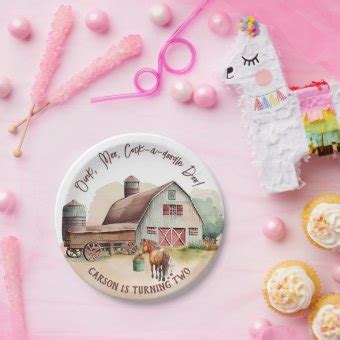 Rustic Farm Animal Tractor Boys Birthday Paper Plates | Zazzle