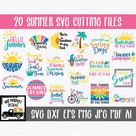 Summer SVG Bundle 20 Summer SVG Cut Files Clip Art Etsy